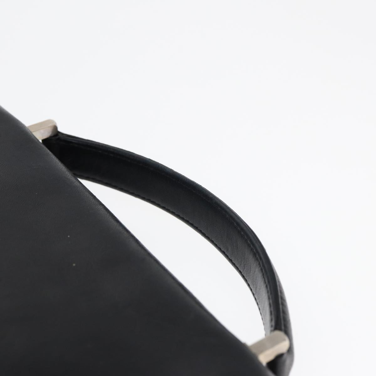 FENDI Hand Bag Leather 2way Black Silver ar12462