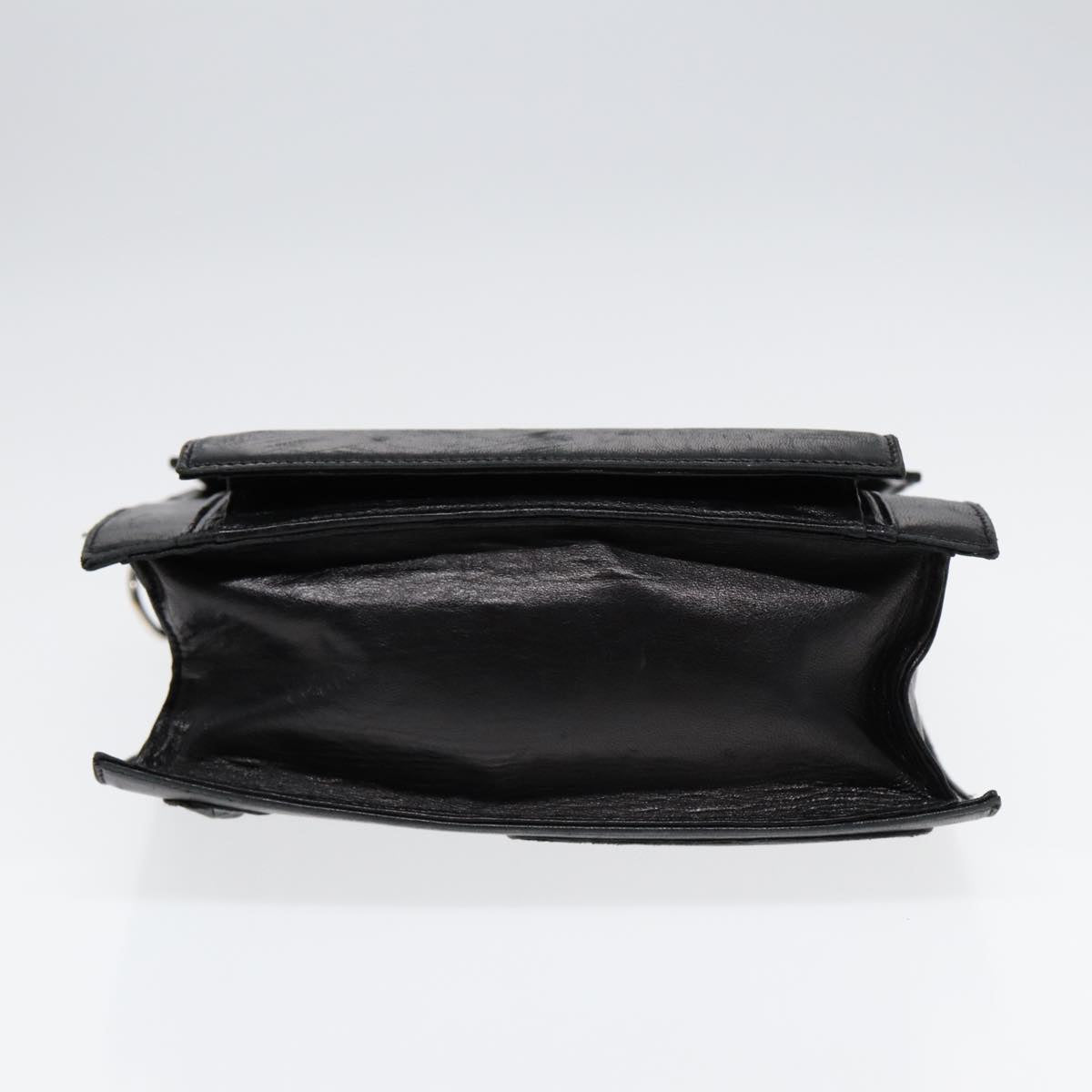 FENDI Hand Bag Leather 2way Black Silver ar12462