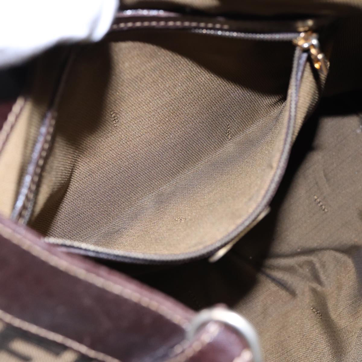 FENDI Zucca Canvas Hand Bag 2way Brown Black gold ar12498