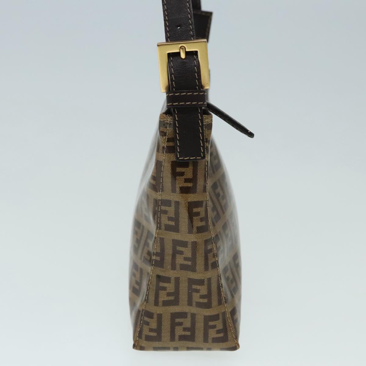 FENDI Zucchino Canvas Hand Bag Brown Gold ar12553
