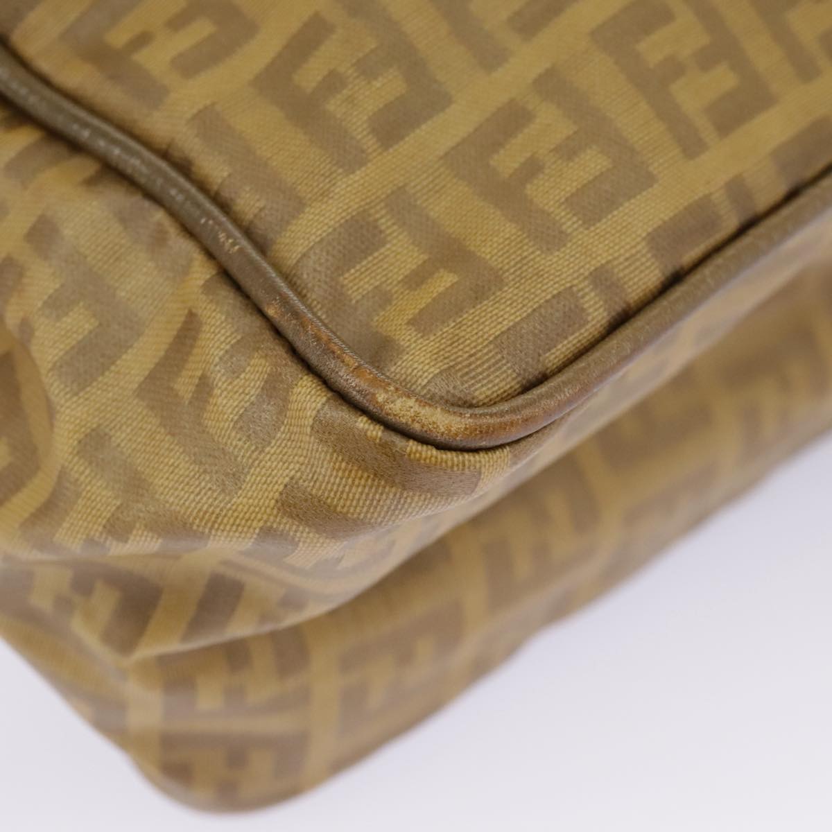 FENDI Zucchino Canvas Shoulder Bag Vintage Beige ar12721