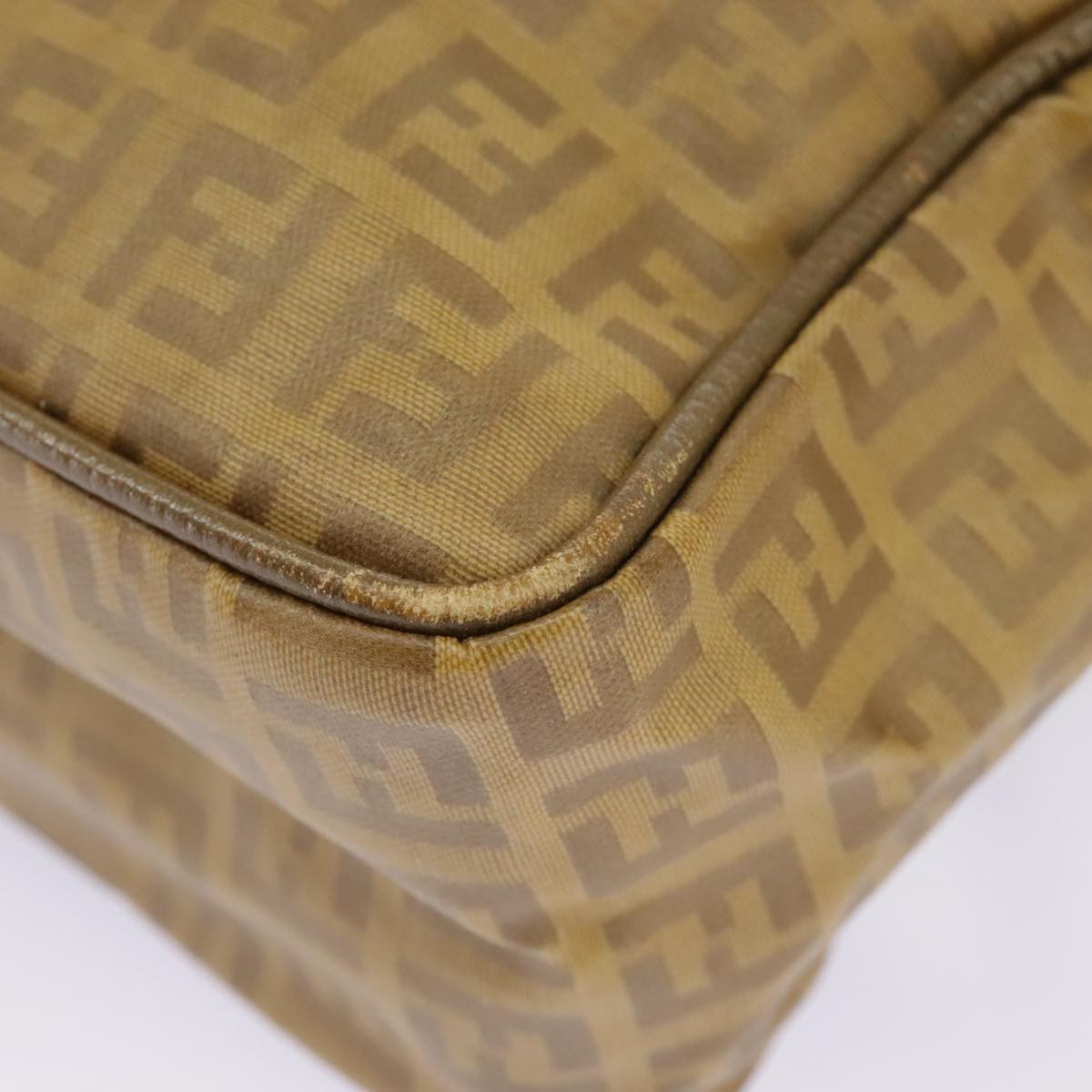 FENDI Zucchino Canvas Shoulder Bag Vintage Beige ar12721