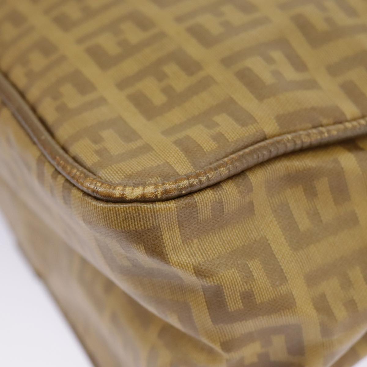 FENDI Zucchino Canvas Shoulder Bag Vintage Beige ar12721