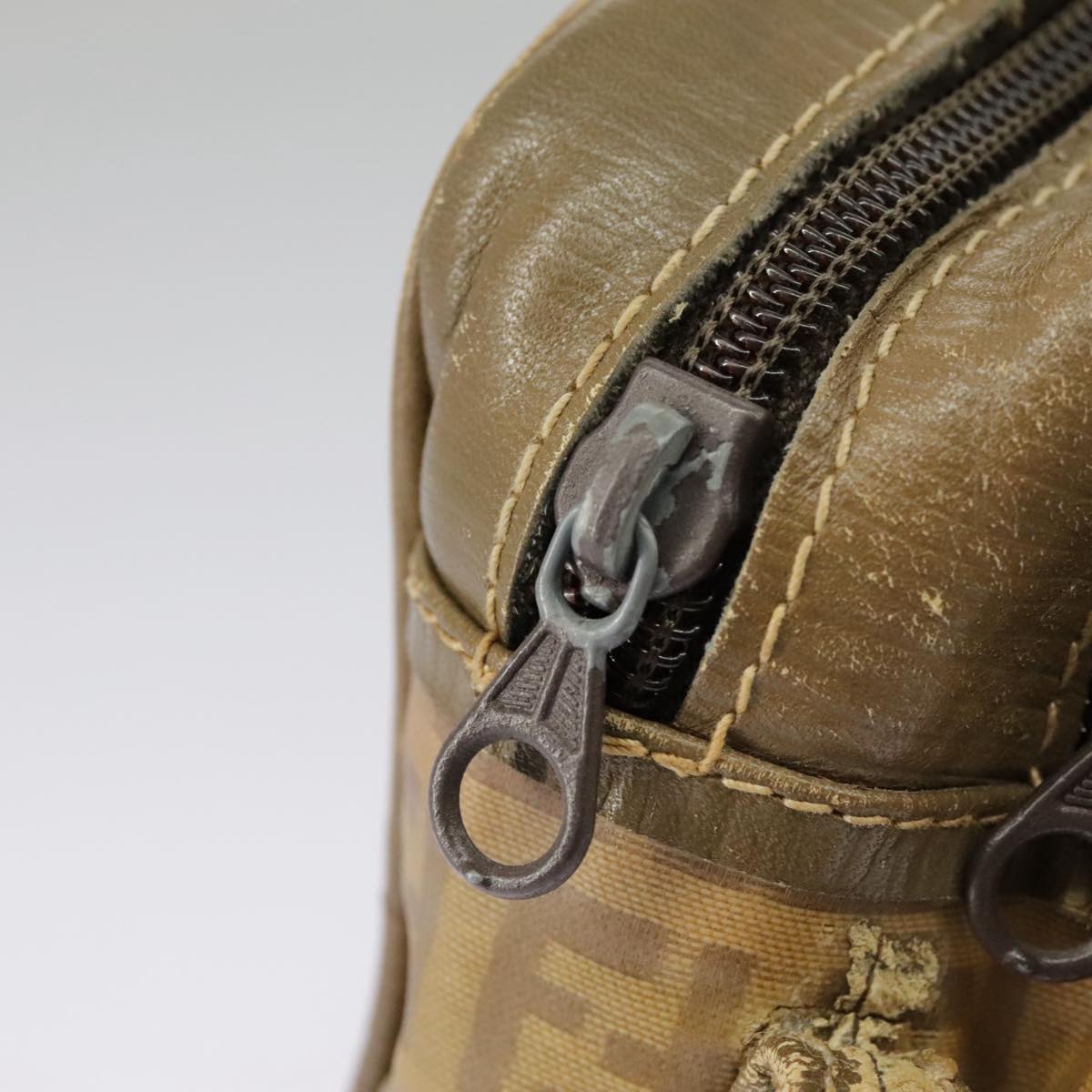 FENDI Zucchino Canvas Shoulder Bag Vintage Beige ar12721