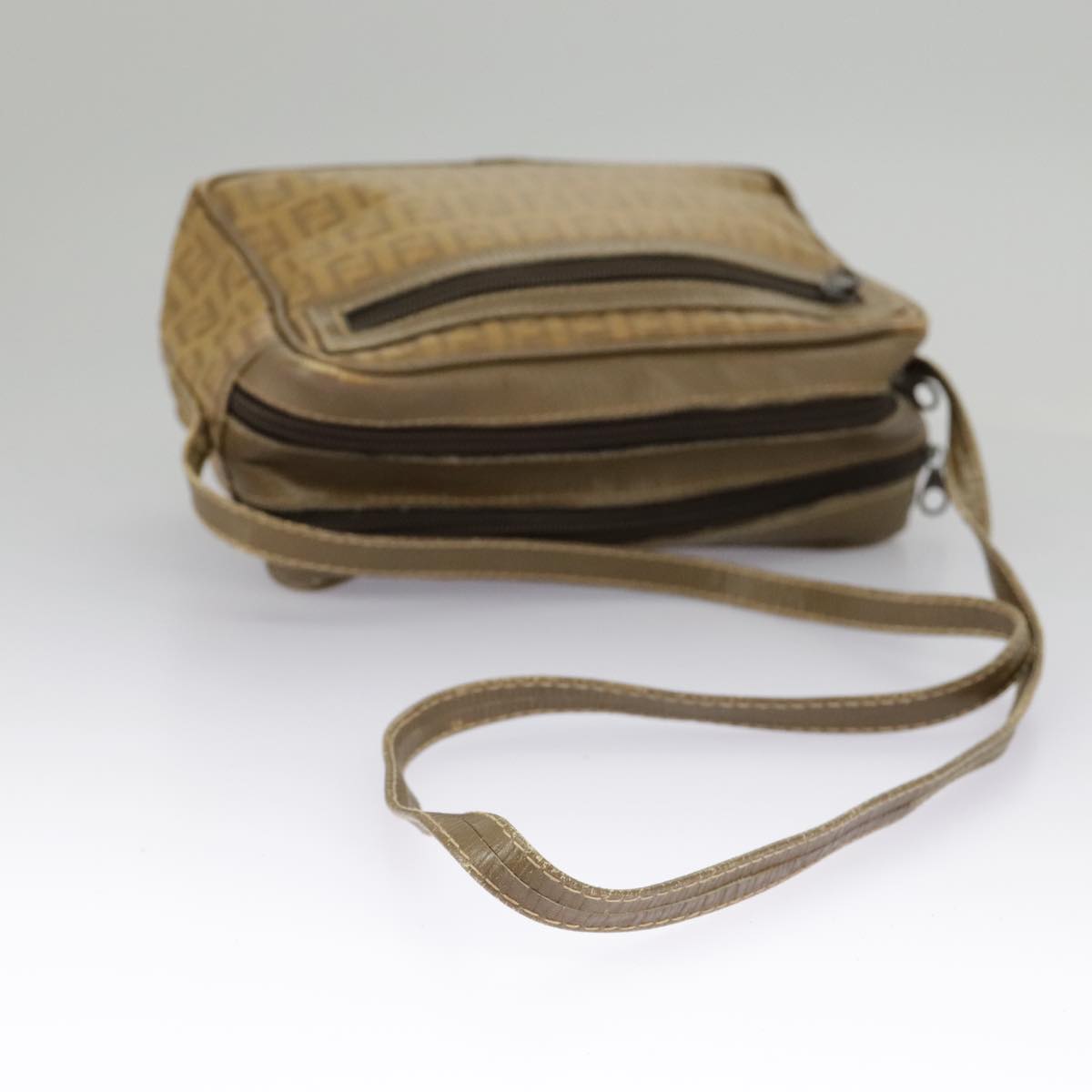 FENDI Zucchino Canvas Shoulder Bag Vintage Beige ar12721