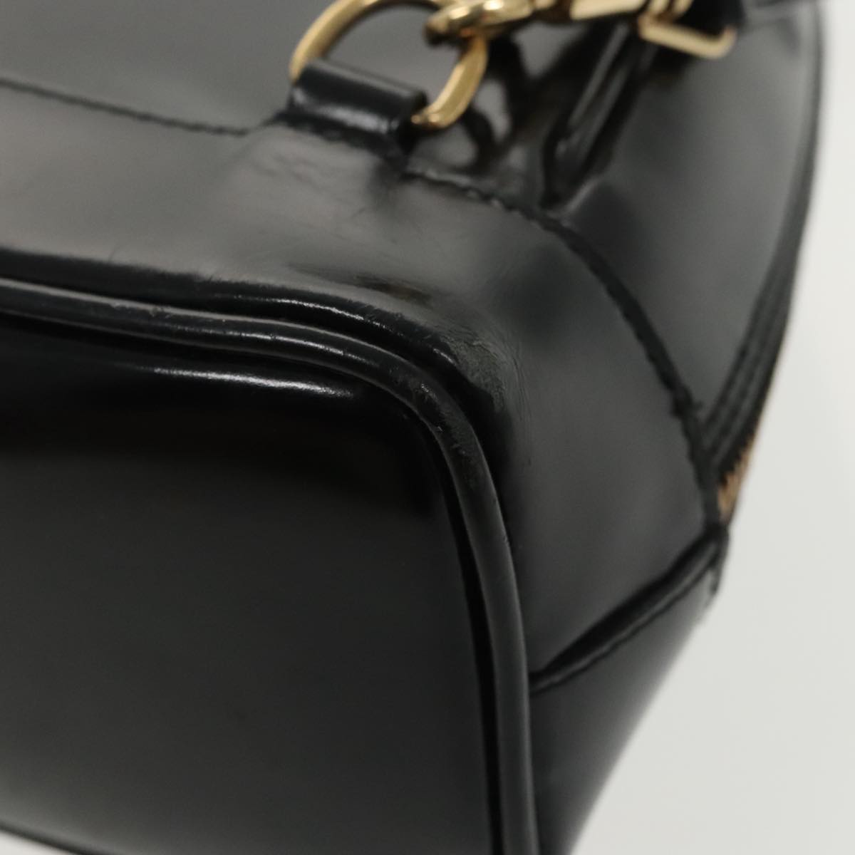 GUCCI Bamboo Body Bag Enamel Black Gold 003 2113 0127 ar12723