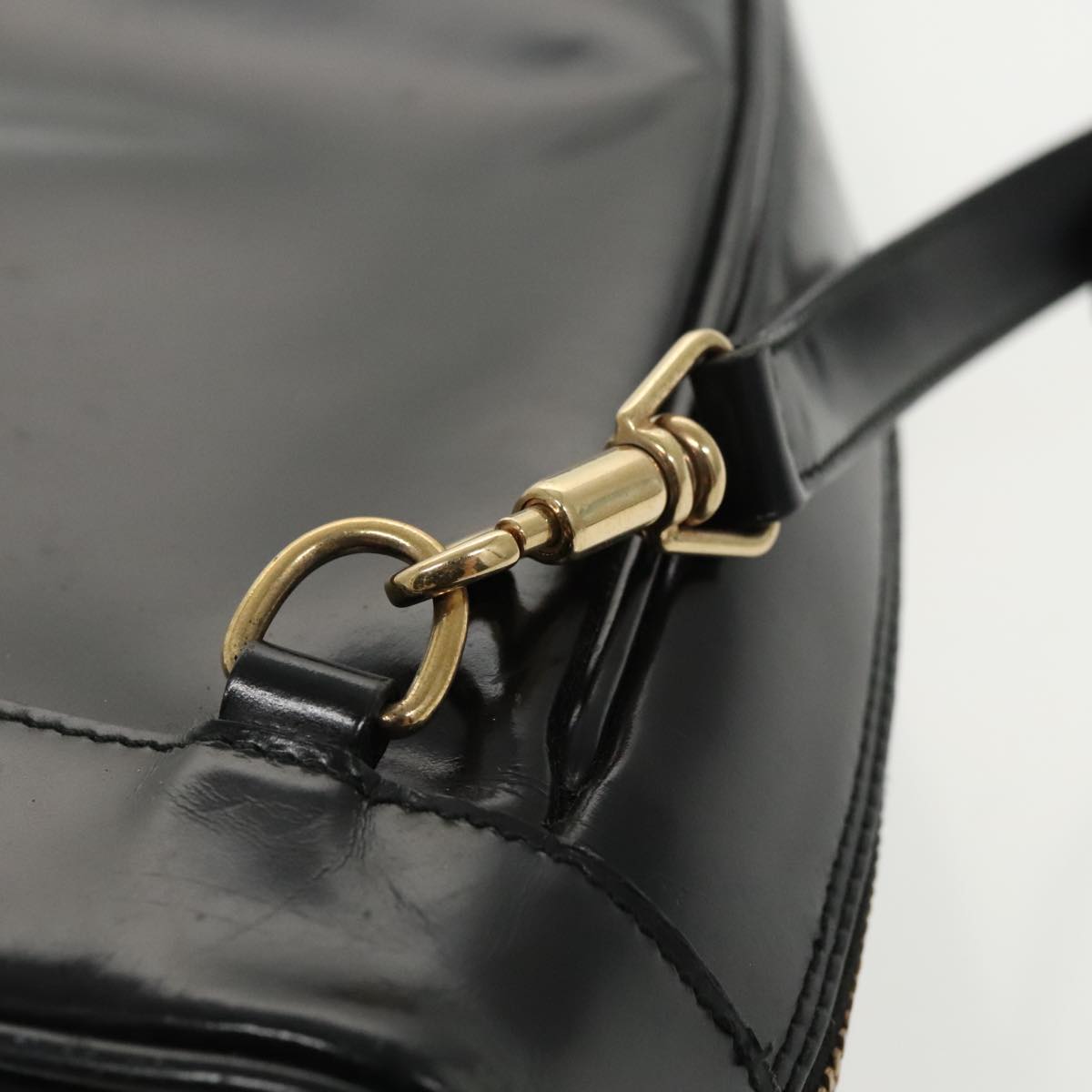 GUCCI Bamboo Body Bag Enamel Black Gold 003 2113 0127 ar12723