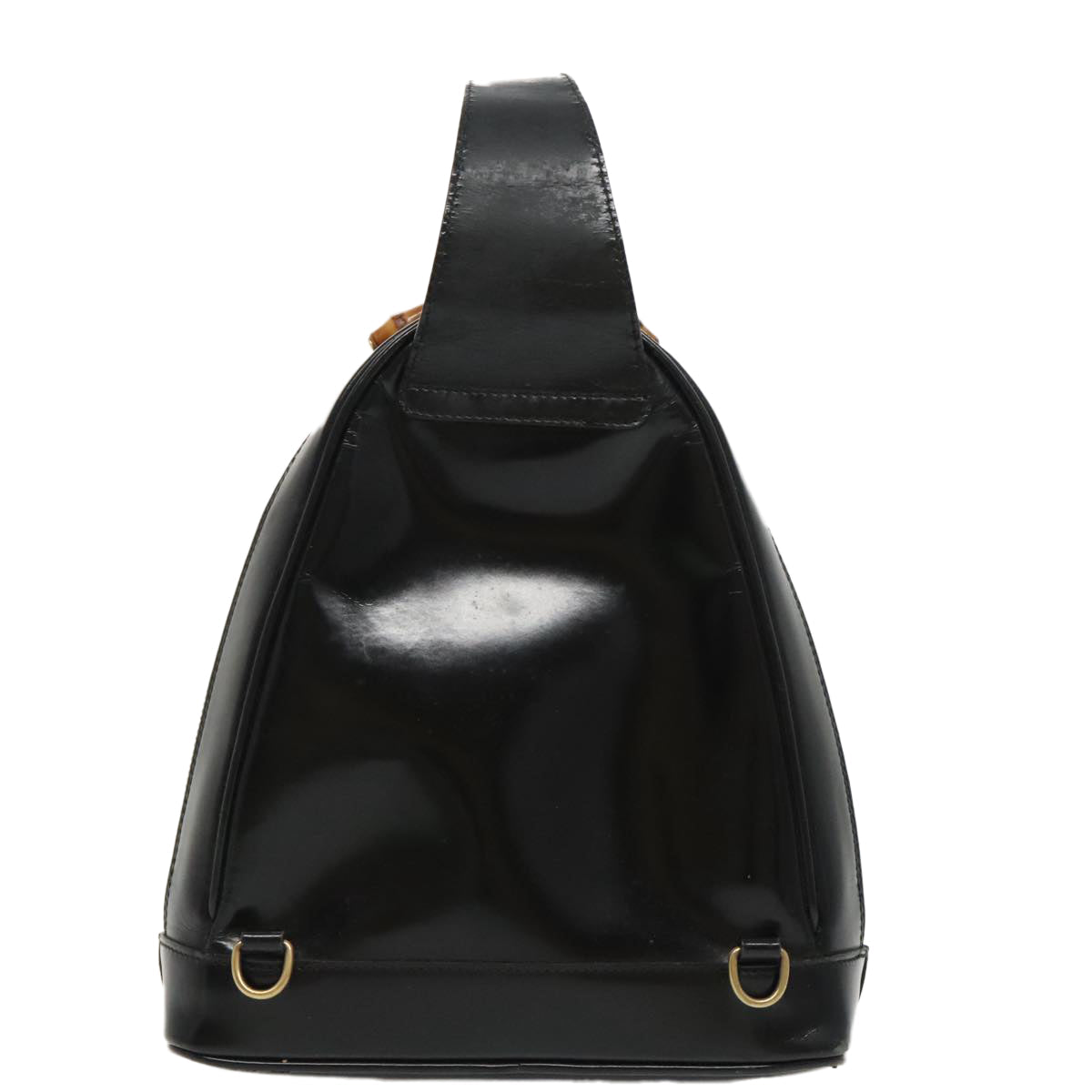 GUCCI Bamboo Body Bag Enamel Black Gold 003 2113 0127 ar12723