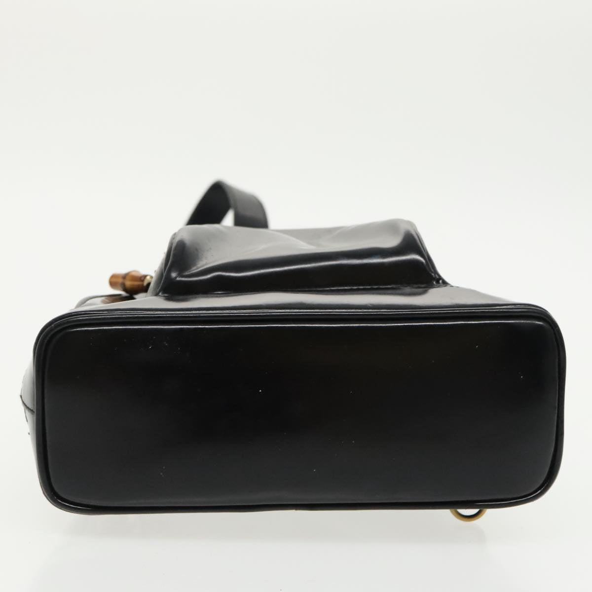 GUCCI Bamboo Body Bag Enamel Black Gold 003 2113 0127 ar12723