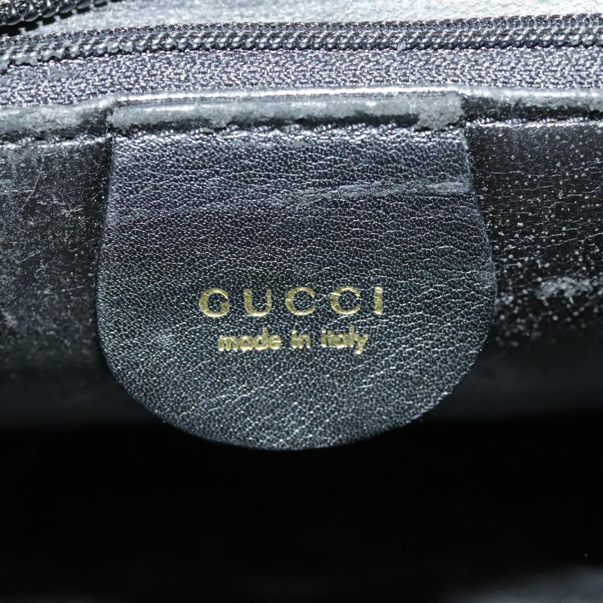 GUCCI Bamboo Hand Bag Leather Black Gold 000 3444 0580 ar12724