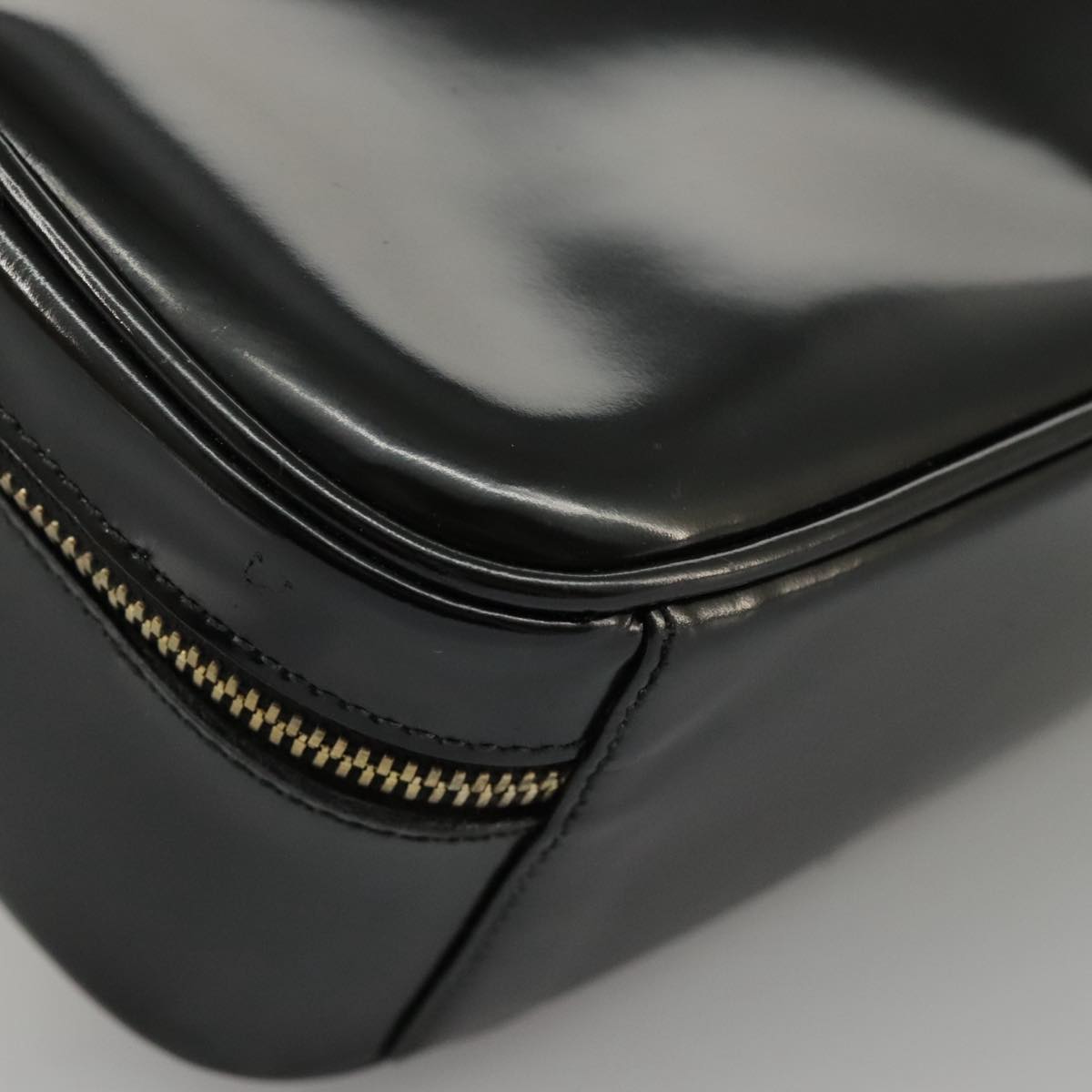 GUCCI Bamboo Vanity Hand Bag Patent 2way Black 000 3270 0323 ar12726