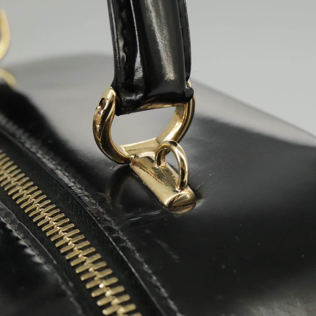 GUCCI Bamboo Vanity Hand Bag Patent 2way Black 000 3270 0323 ar12726