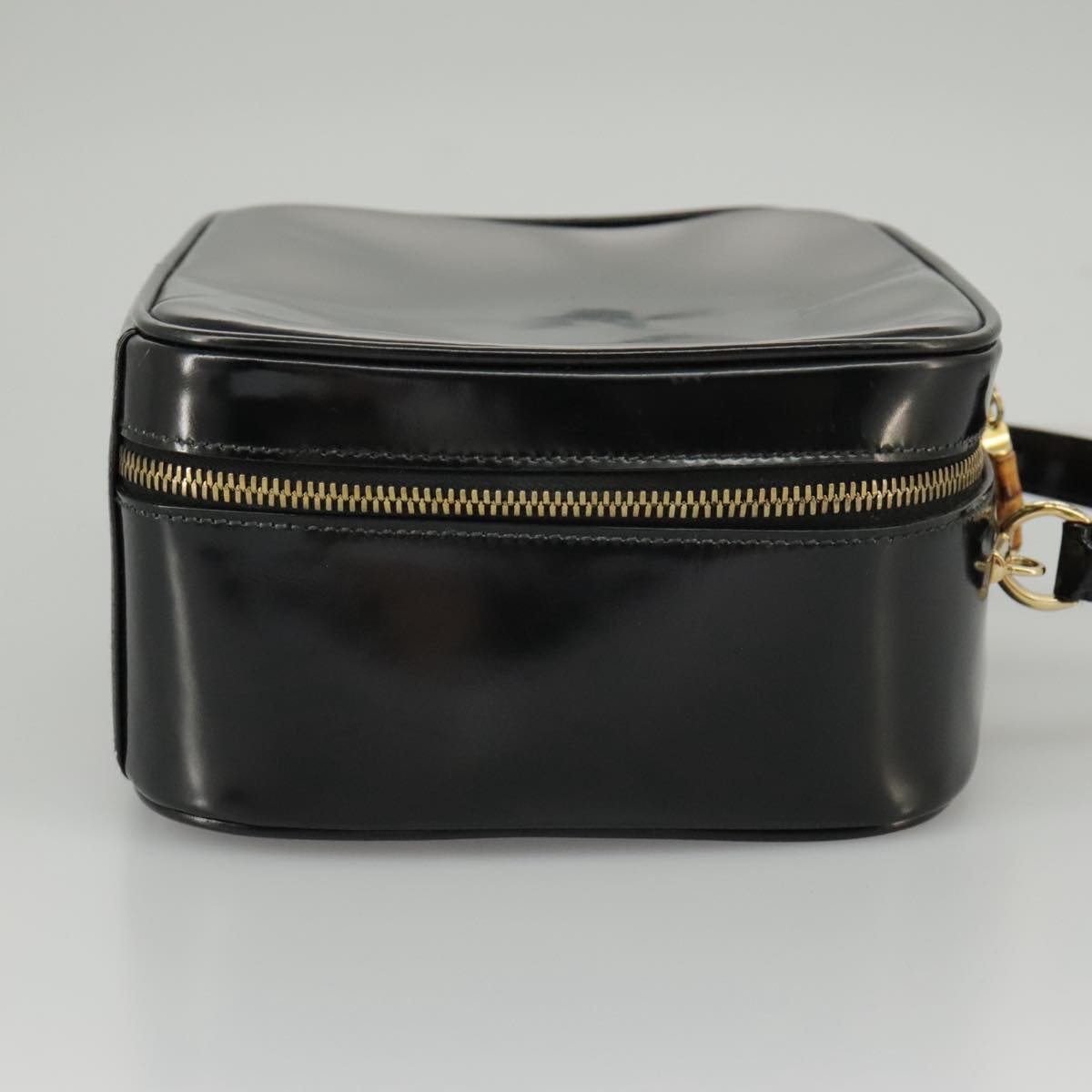 GUCCI Bamboo Vanity Hand Bag Patent 2way Black 000 3270 0323 ar12726