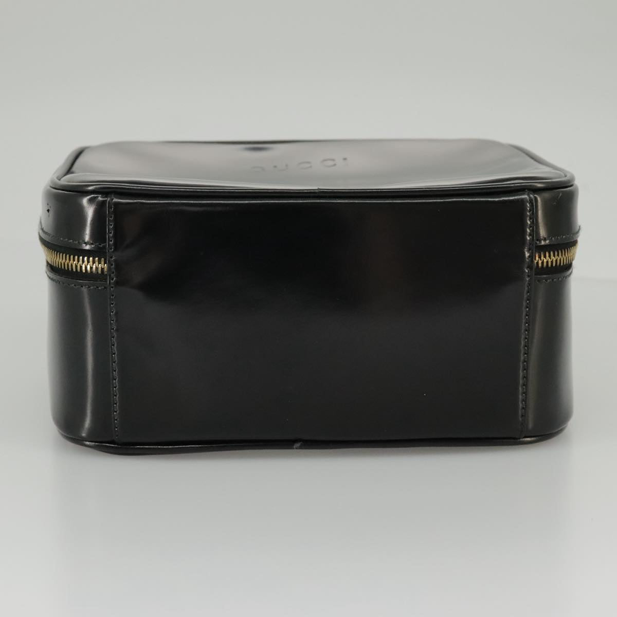 GUCCI Bamboo Vanity Hand Bag Patent 2way Black 000 3270 0323 ar12726