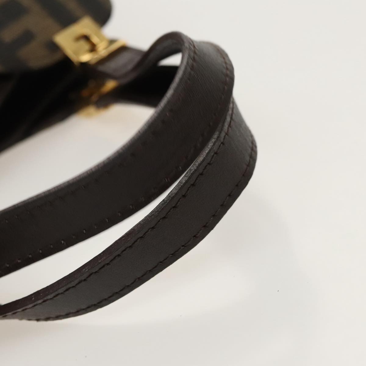 FENDI Zucca Canvas Hand Bag Brown Black gold ar12735