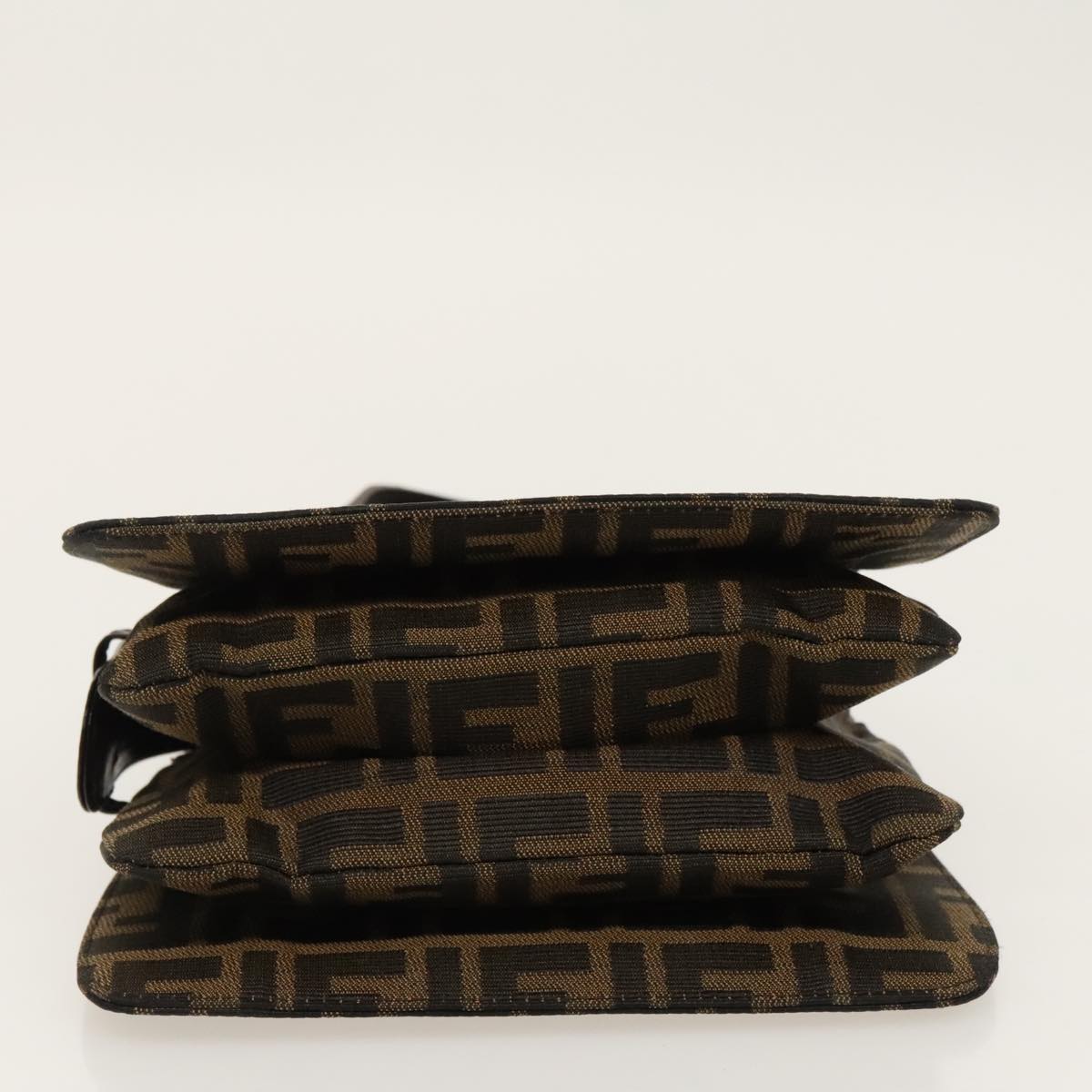 FENDI Zucca Canvas Hand Bag Brown Black gold ar12735