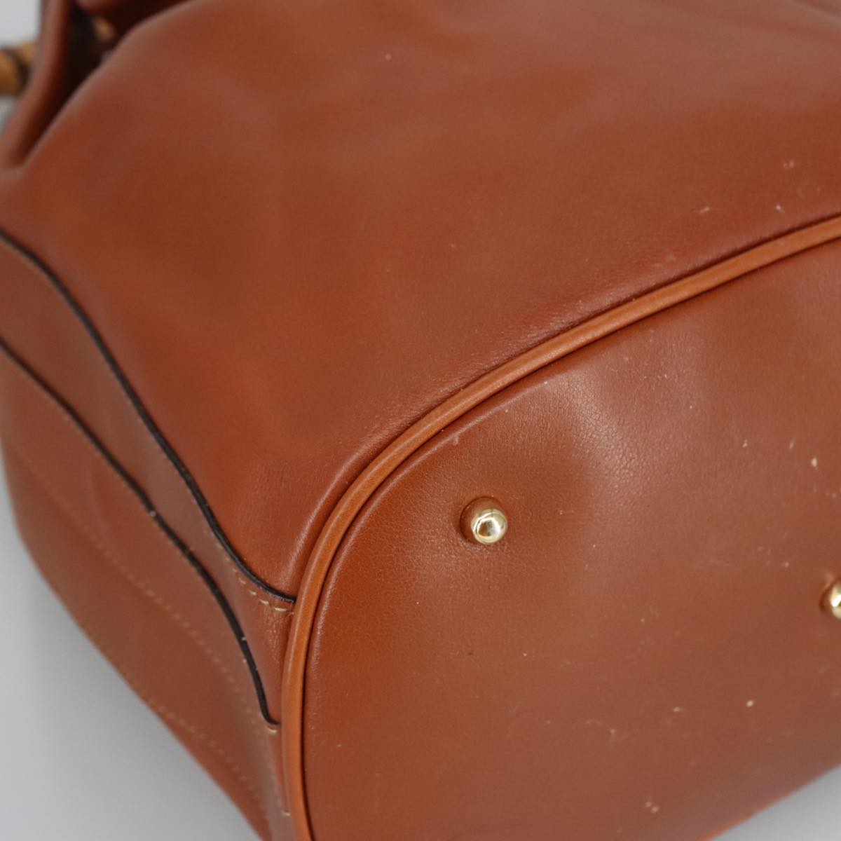 GUCCI Bamboo Hand Bag Leather 2way Brown ar12794