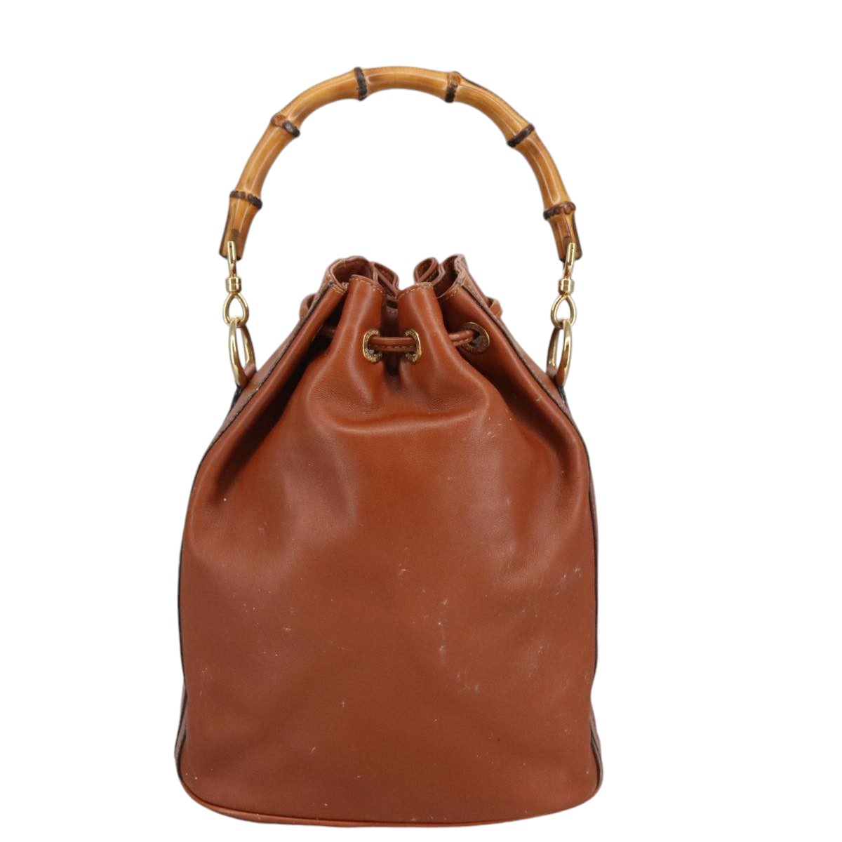 GUCCI Bamboo Hand Bag Leather 2way Brown ar12794