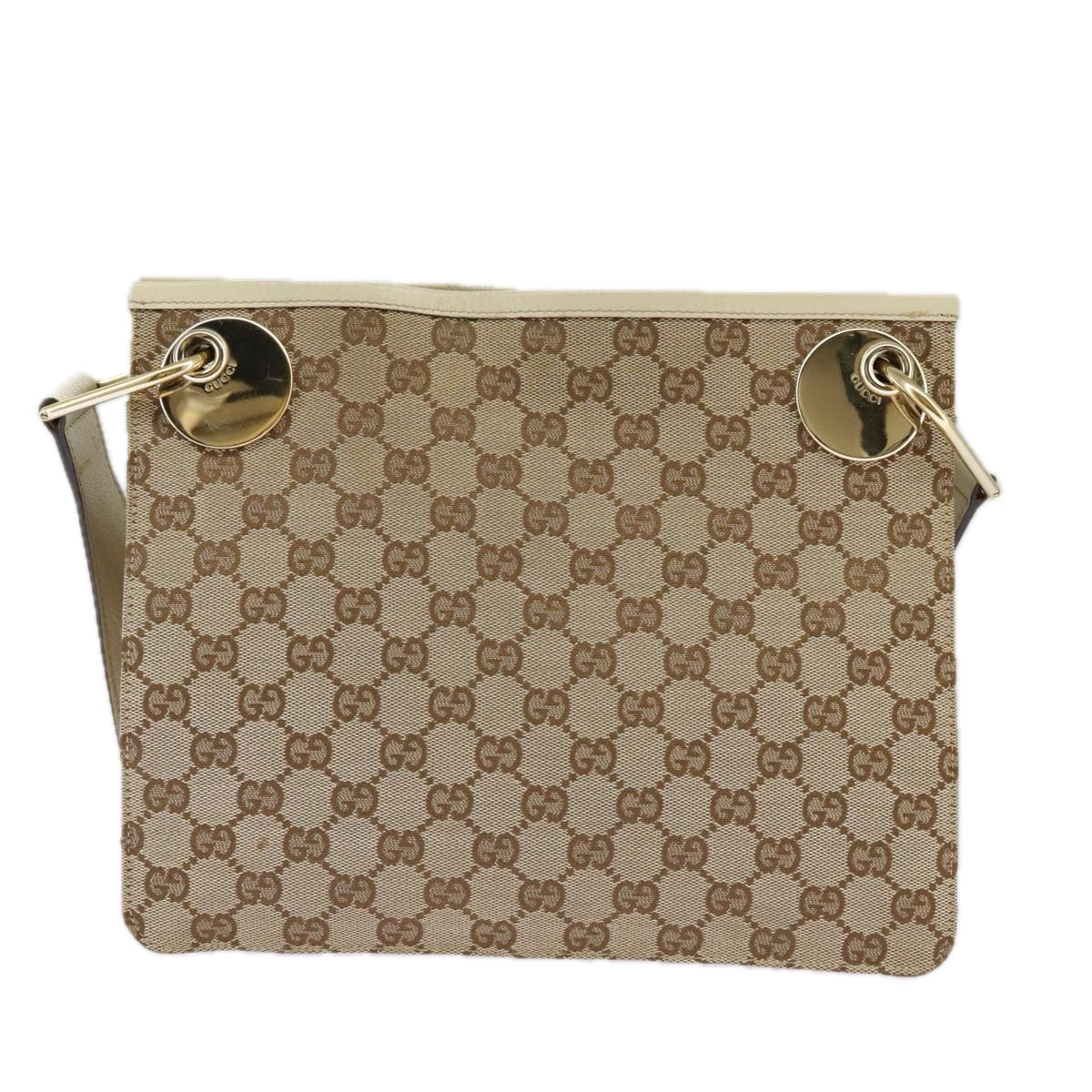 GUCCI GG Canvas Shoulder Bag Beige Cream Gold 120841 ar12809