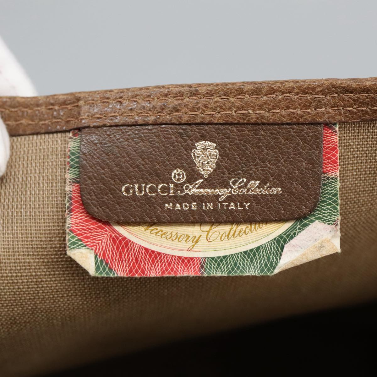 GUCCI GG Supreme Web Sherry Line Interlocking Tote Bag PVC Beige ar12821