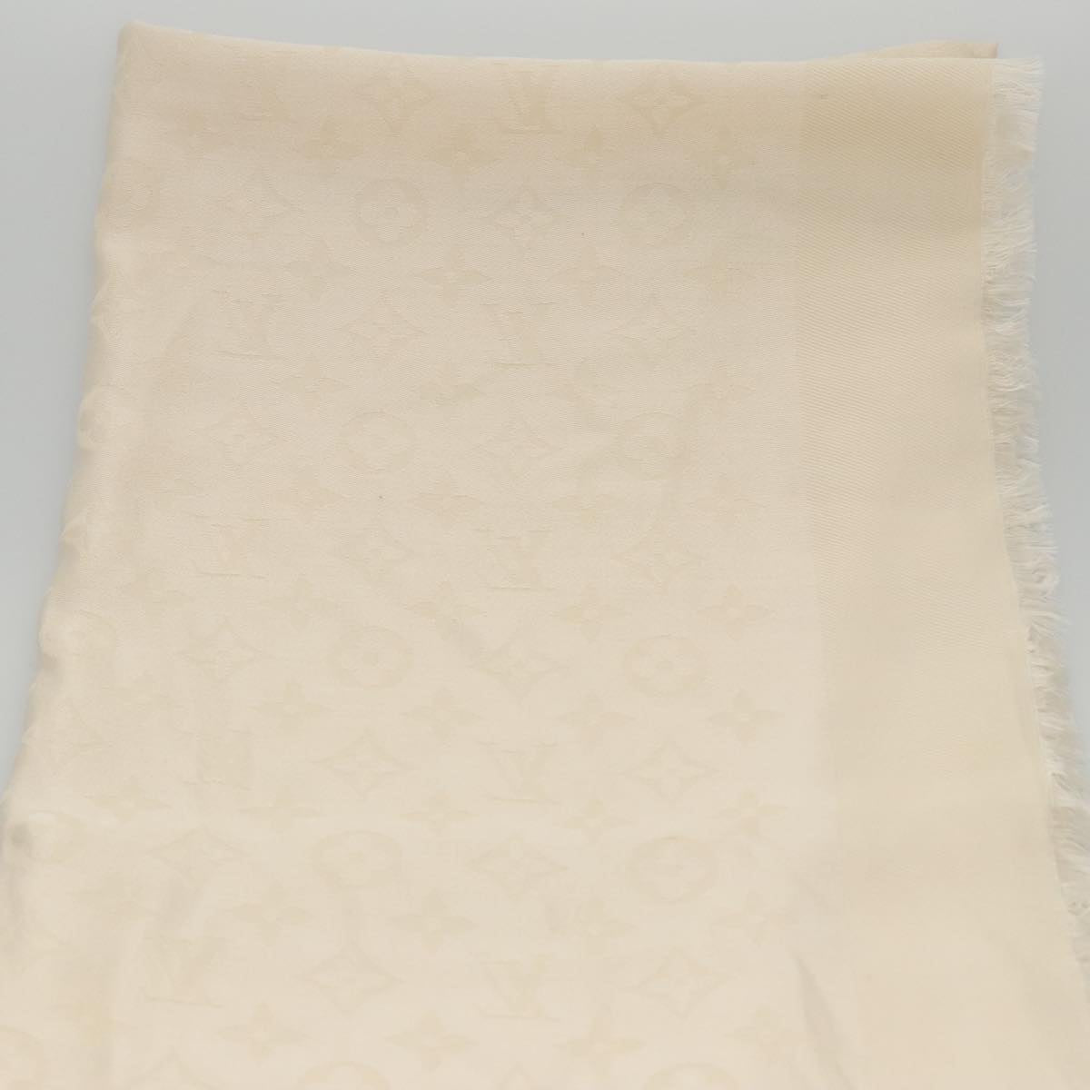 LOUIS VUITTON Monogram Scarf Silk White LV ar12823