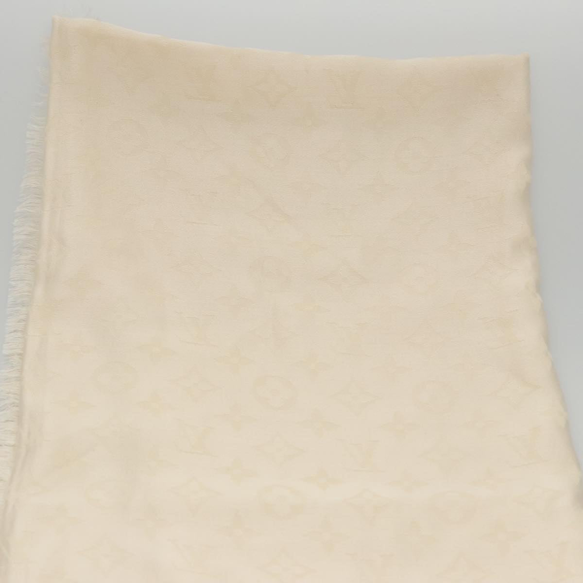 LOUIS VUITTON Monogram Scarf Silk White LV ar12823