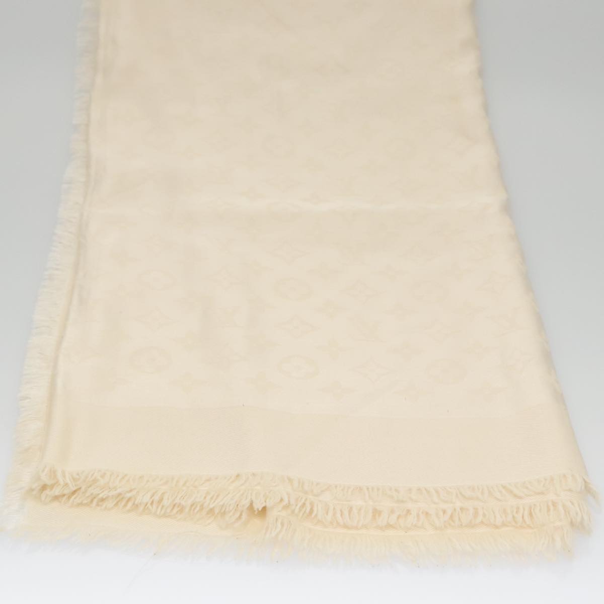 LOUIS VUITTON Monogram Scarf Silk White LV ar12823