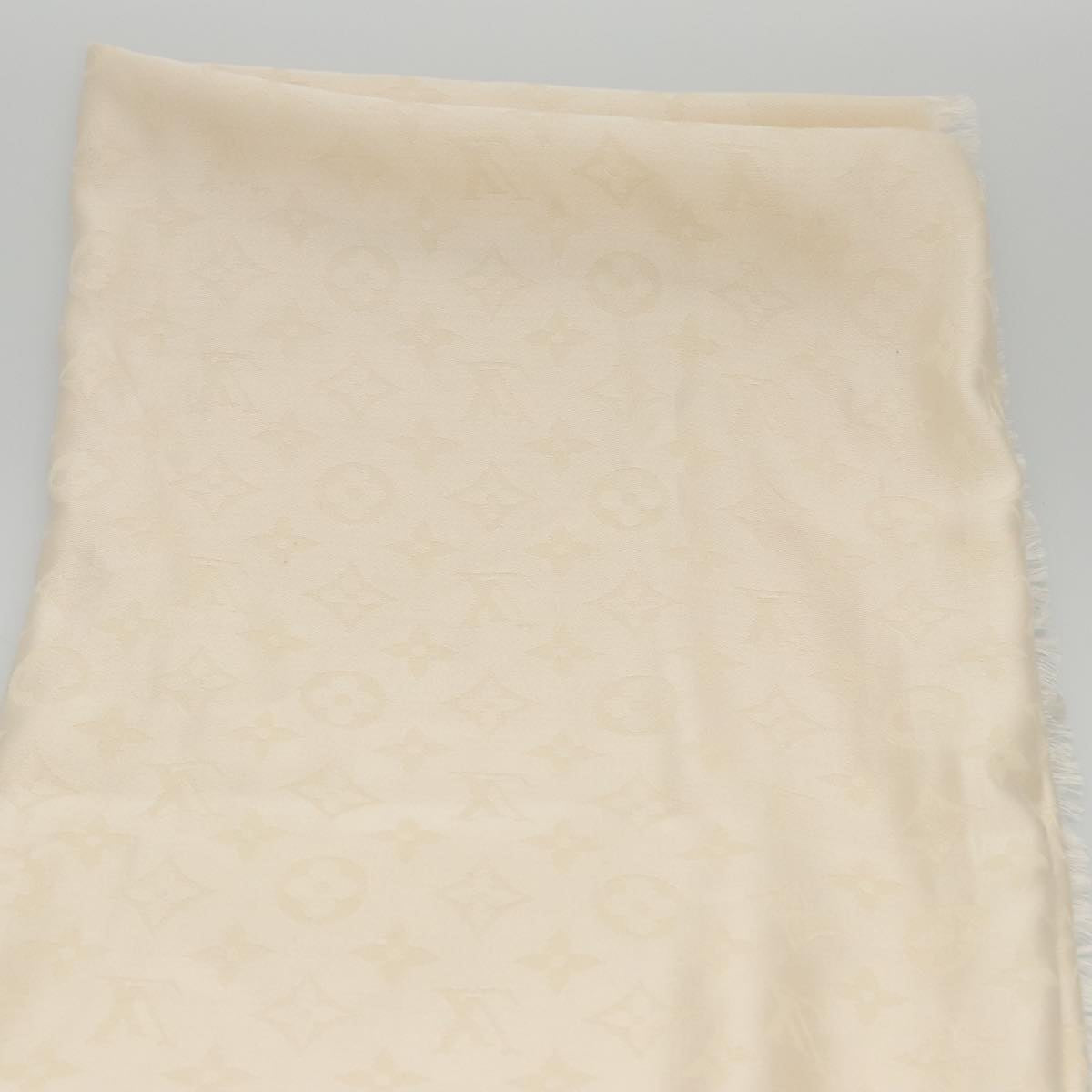 LOUIS VUITTON Monogram Scarf Silk White LV ar12823