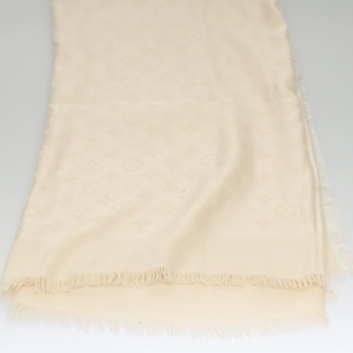 LOUIS VUITTON Monogram Scarf Silk White LV ar12823