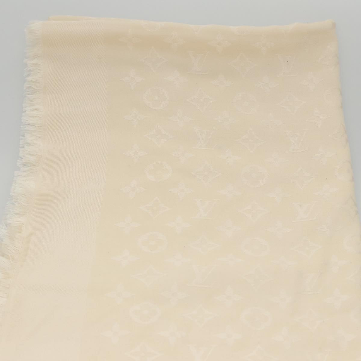 LOUIS VUITTON Monogram Scarf Silk White LV ar12823
