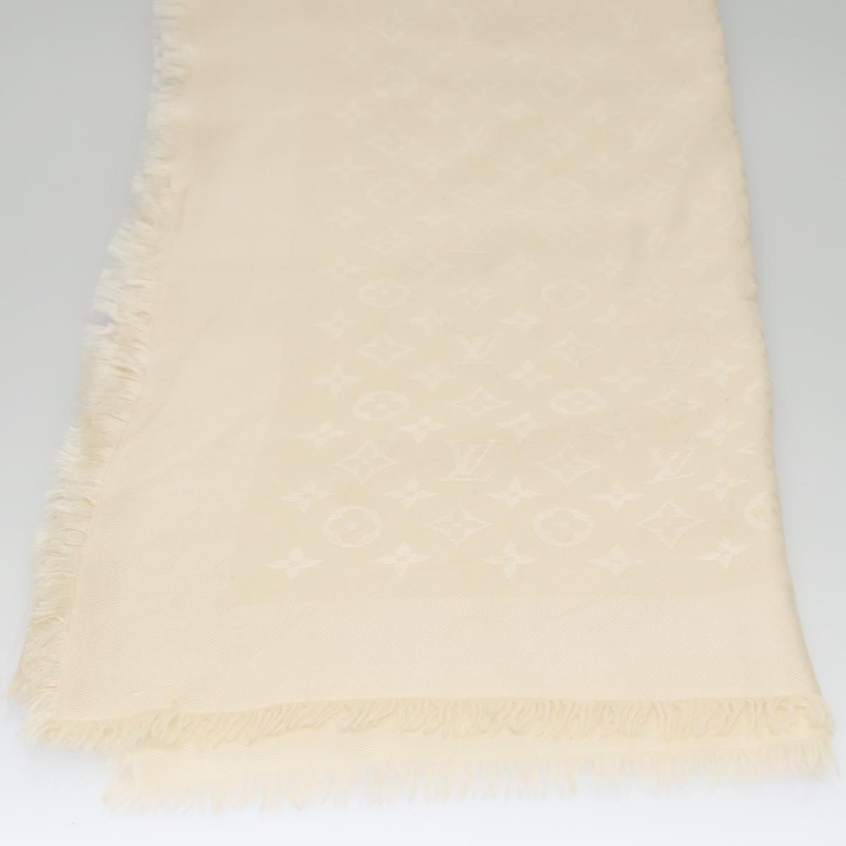 LOUIS VUITTON Monogram Scarf Silk White LV ar12823