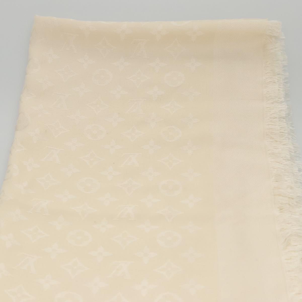 LOUIS VUITTON Monogram Scarf Silk White LV ar12823