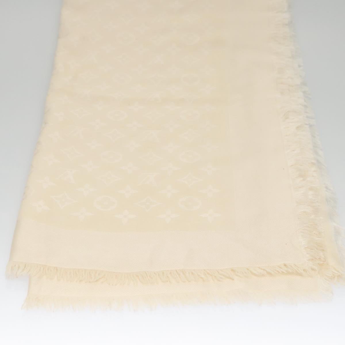 LOUIS VUITTON Monogram Scarf Silk White LV ar12823