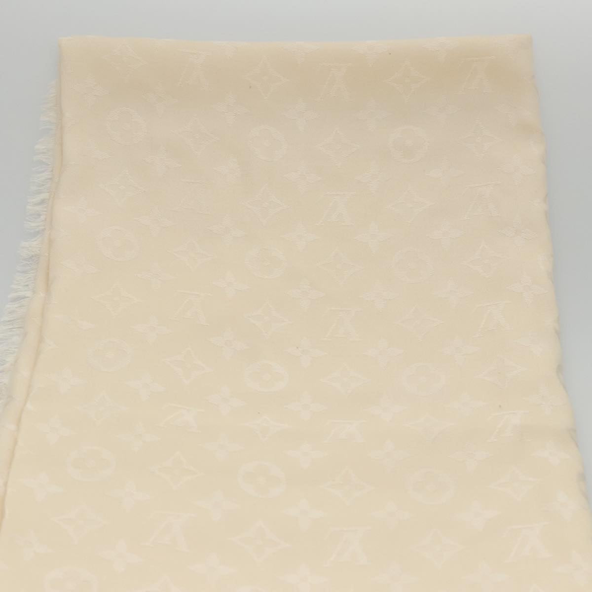 LOUIS VUITTON Monogram Scarf Silk White LV ar12823