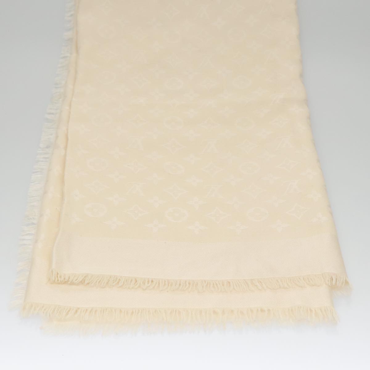 LOUIS VUITTON Monogram Scarf Silk White LV ar12823