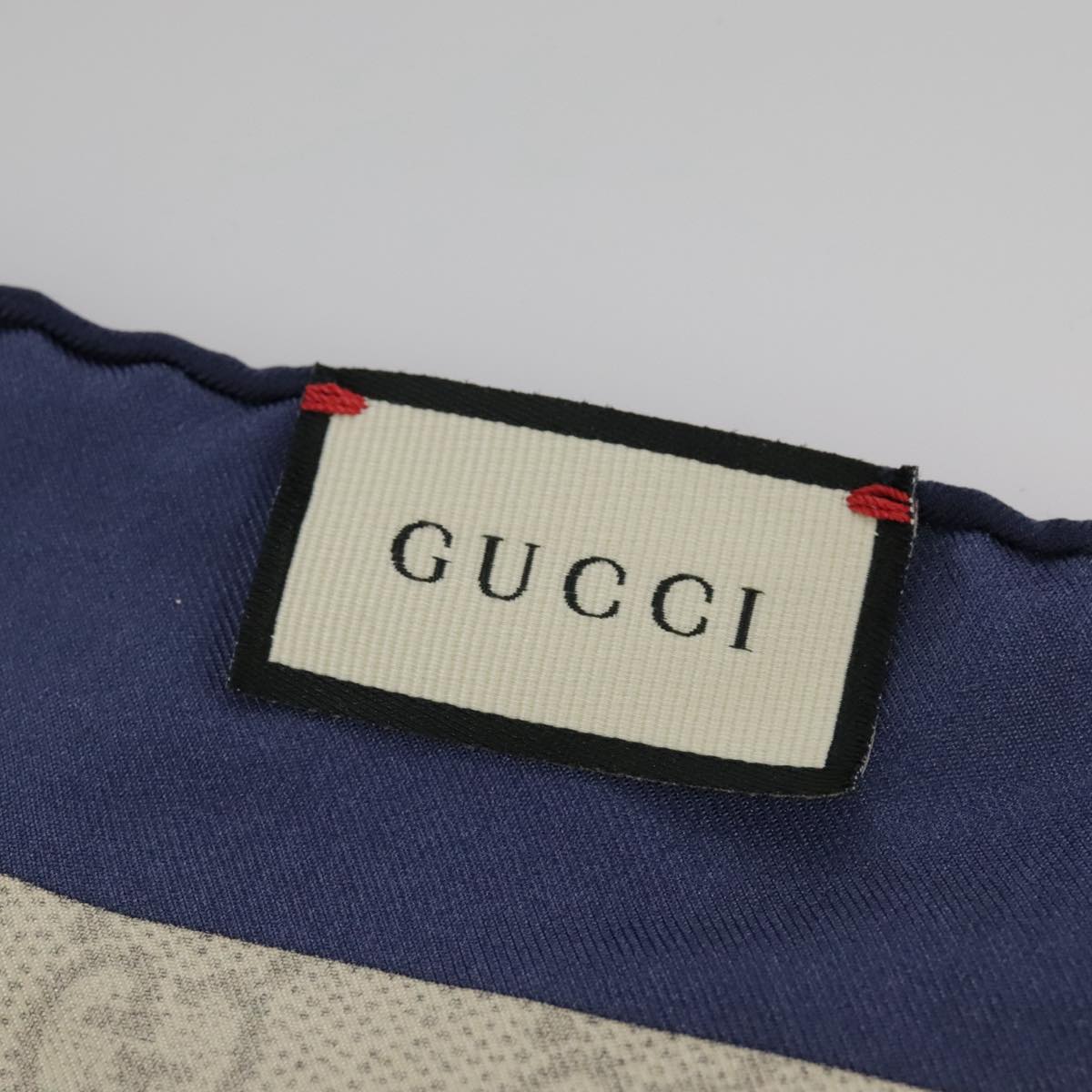 GUCCI Scarf Silk Beige Navy ar12889