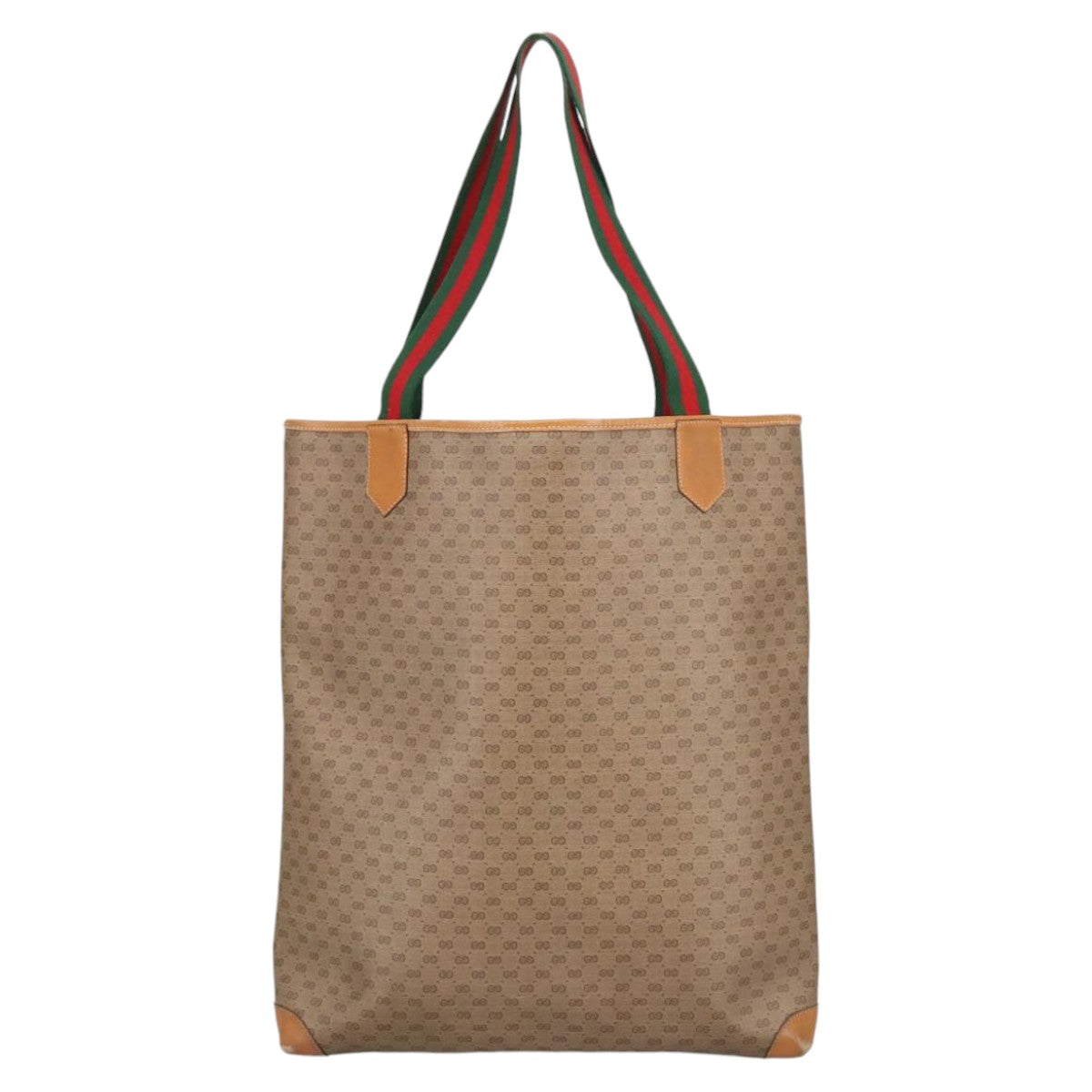 GUCCI Micro GG Supreme Web Sherry Line Tote Bag PVC Beige Red Green ar12946