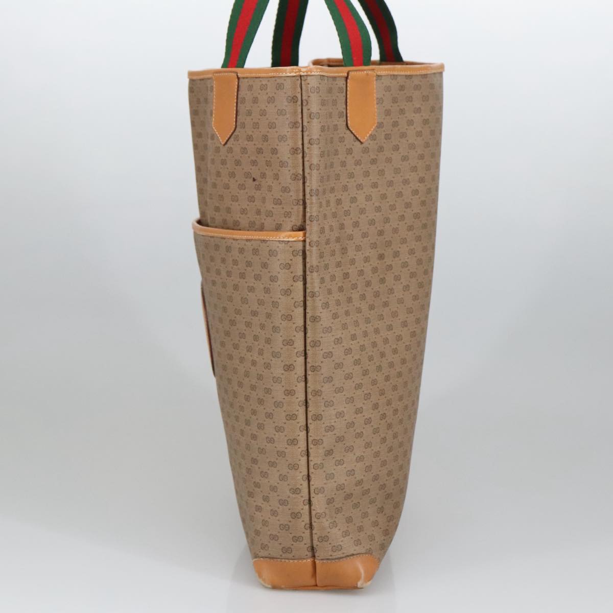 GUCCI Micro GG Supreme Web Sherry Line Tote Bag PVC Beige Red Green ar12946