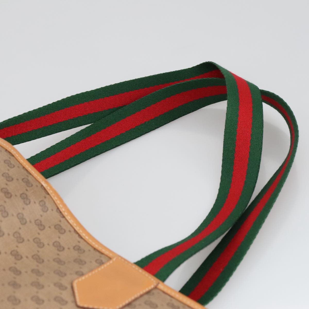 GUCCI Micro GG Supreme Web Sherry Line Tote Bag PVC Beige Red Green ar12946