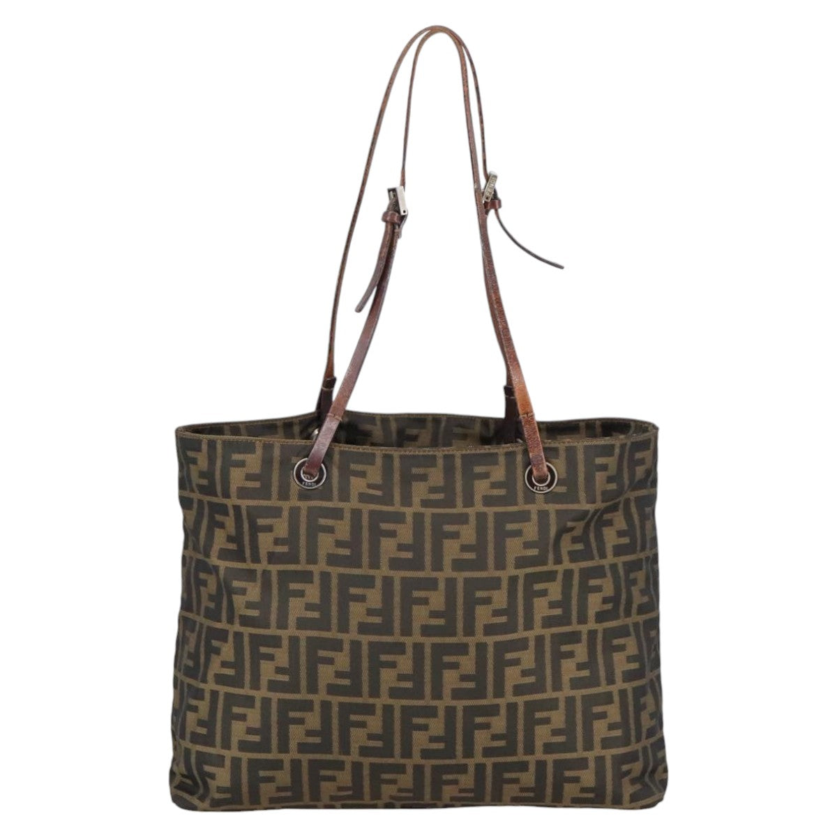 FENDI Zucca Canvas Tote Bag Brown Black ar12958