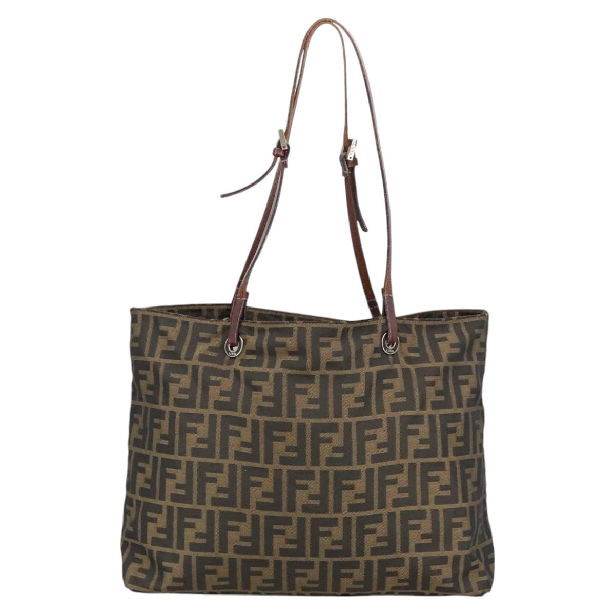 FENDI Zucca Canvas Tote Bag Brown Black ar12958