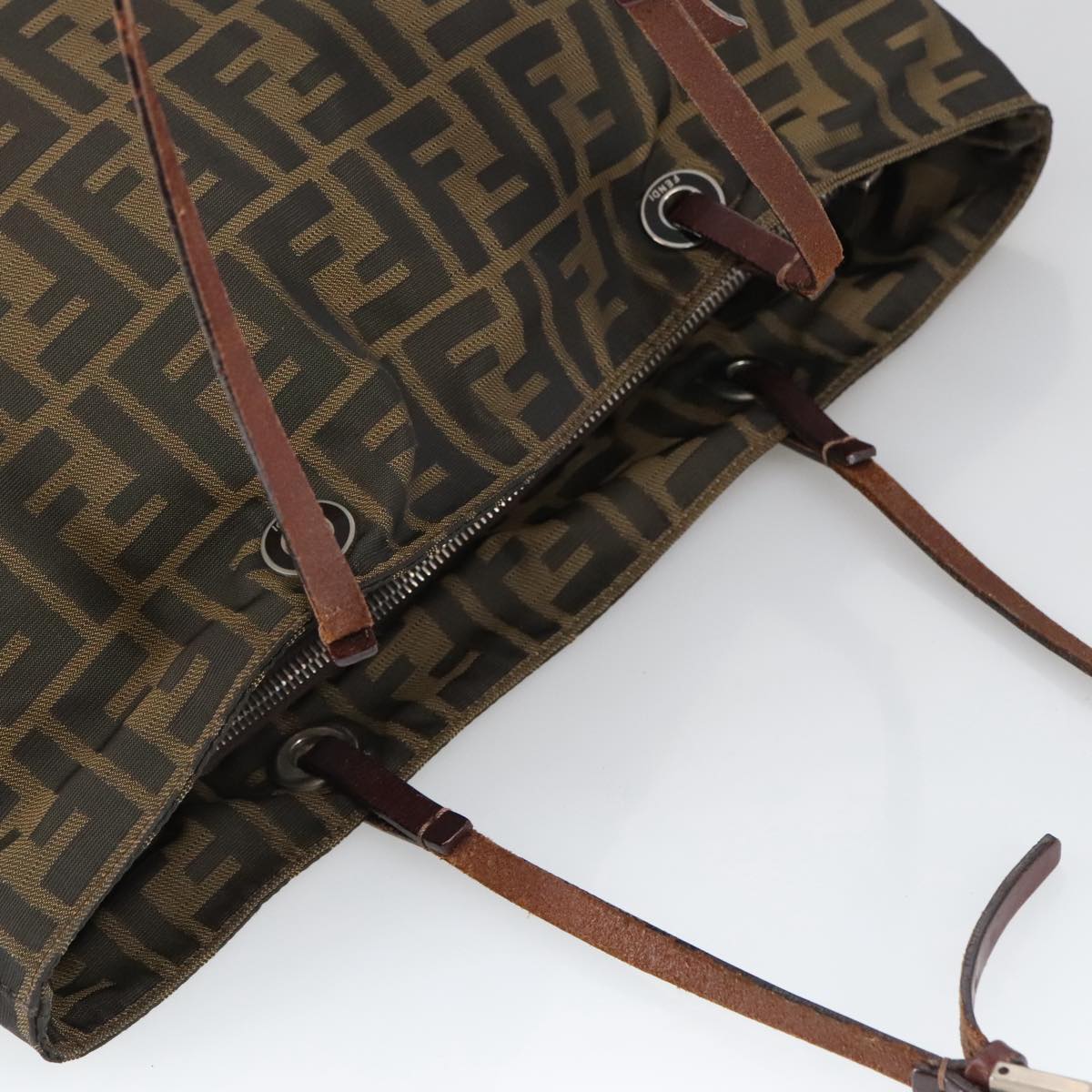 FENDI Zucca Canvas Tote Bag Brown Black ar12958
