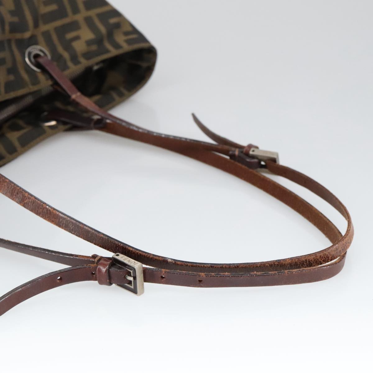 FENDI Zucca Canvas Tote Bag Brown Black ar12958
