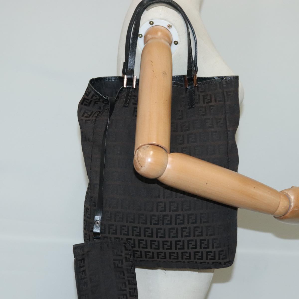 FENDI Zucchino Canvas Tote Bag Brown ar12959