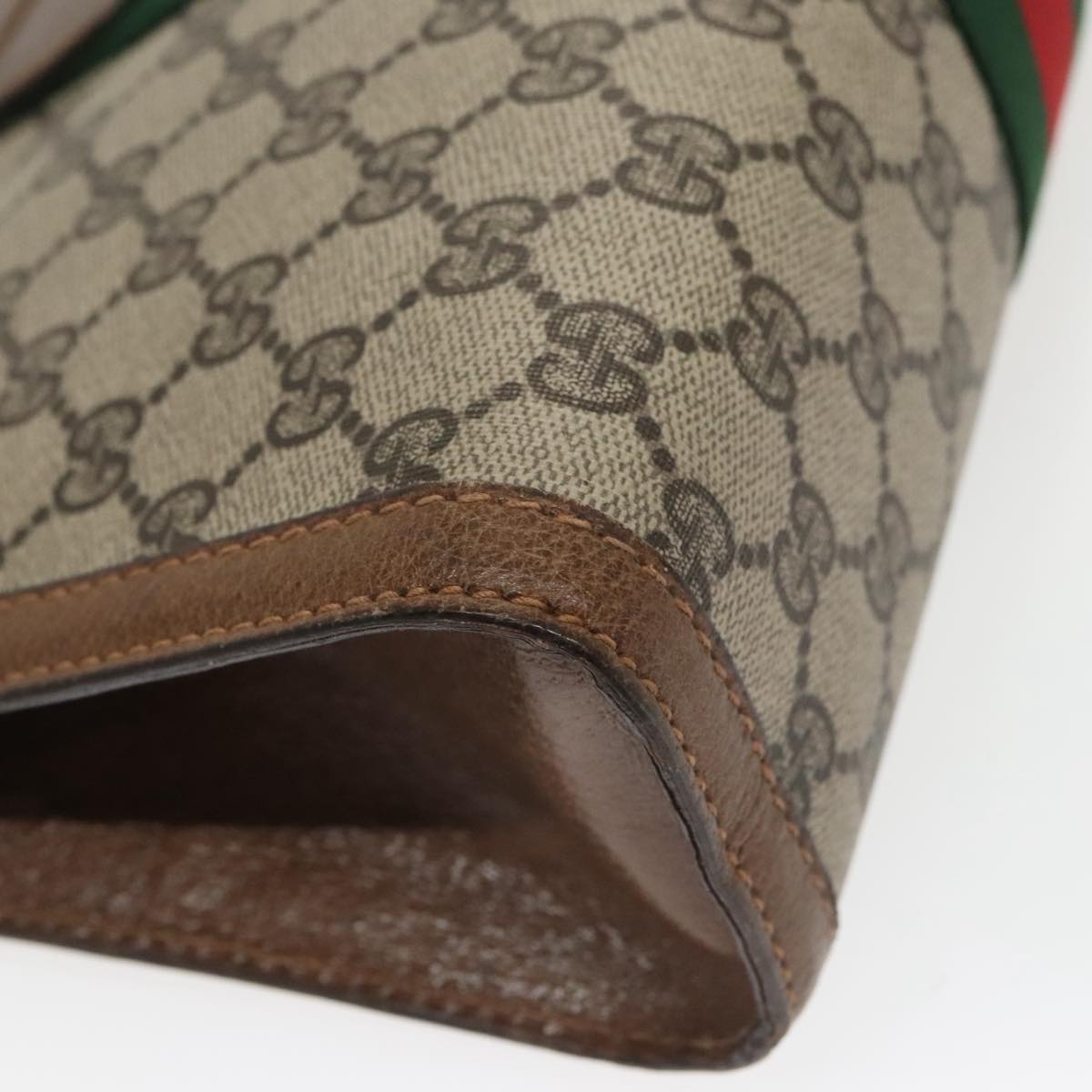 GUCCI GG Supreme Web Sherry Line Clutch Bag PVC Beige 001 014 2125 ar13007