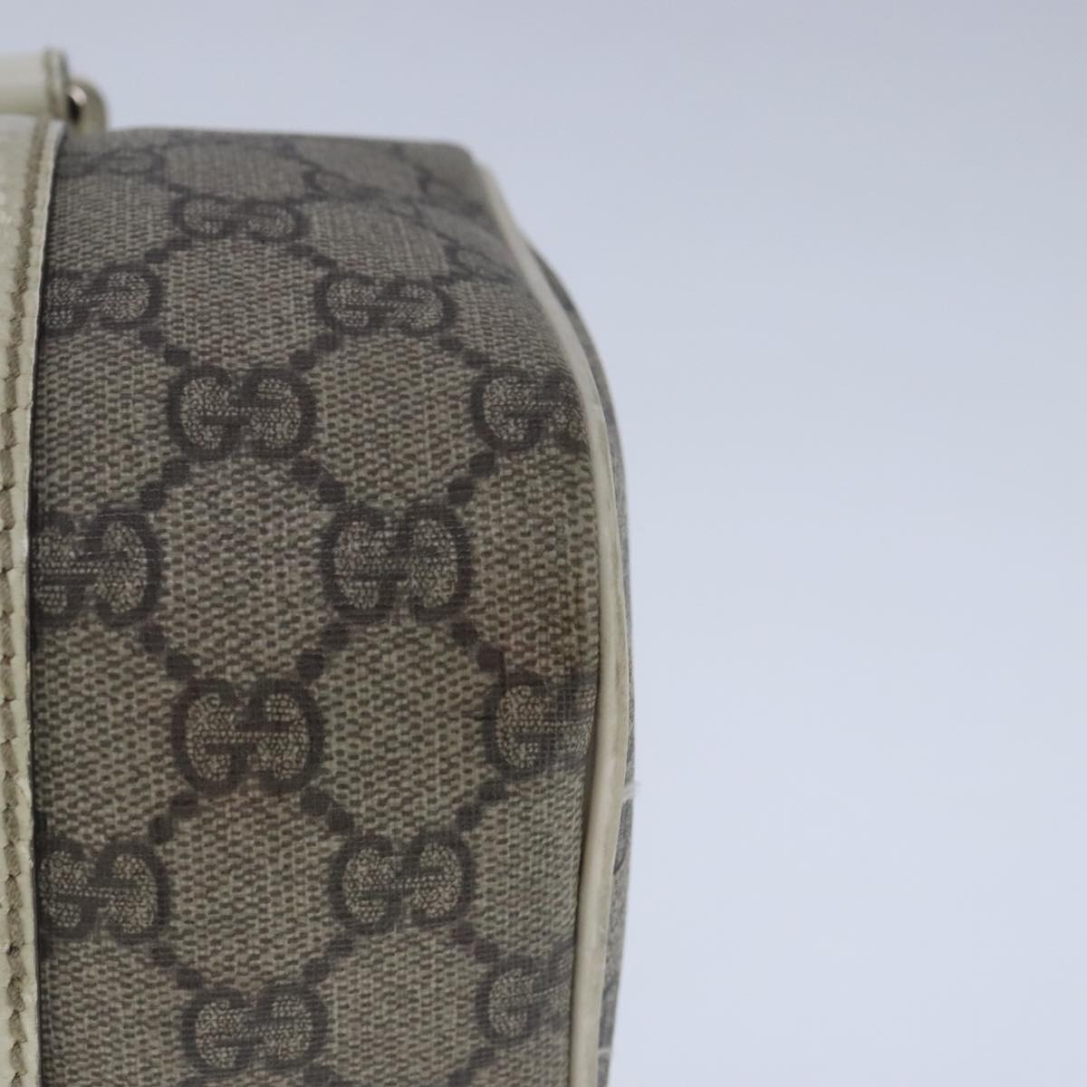 GUCCI GG Supreme Hand Bag PVC Leather Beige White Gold ar13008
