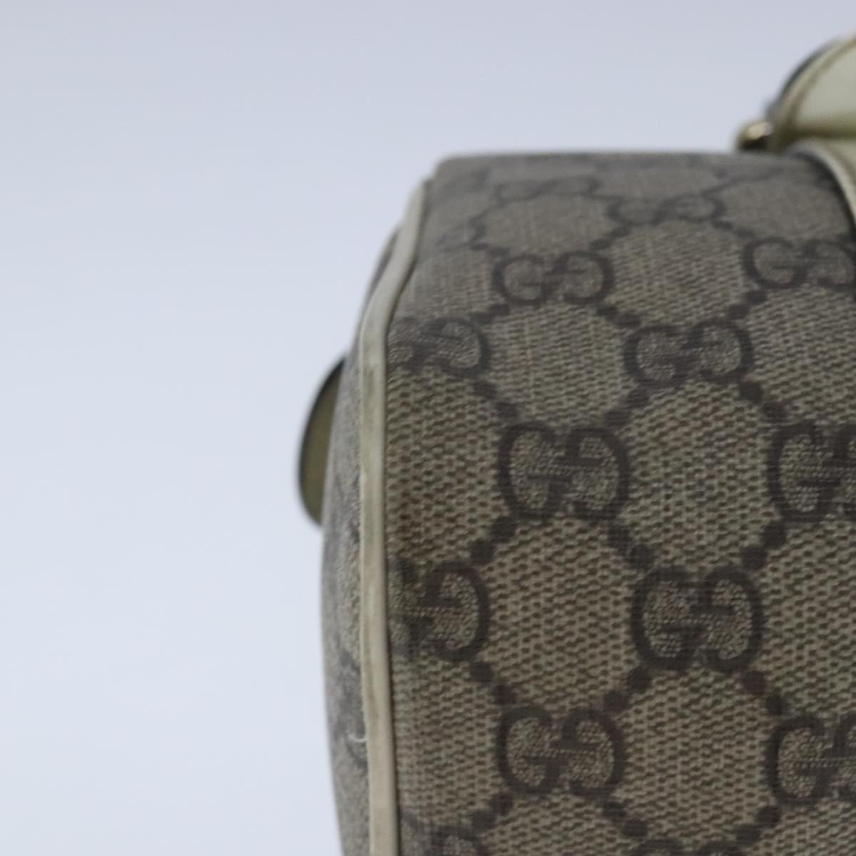 GUCCI GG Supreme Hand Bag PVC Leather Beige White Gold ar13008