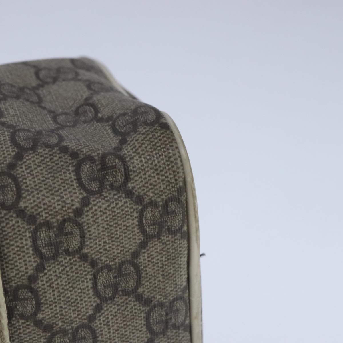 GUCCI GG Supreme Hand Bag PVC Leather Beige White Gold ar13008