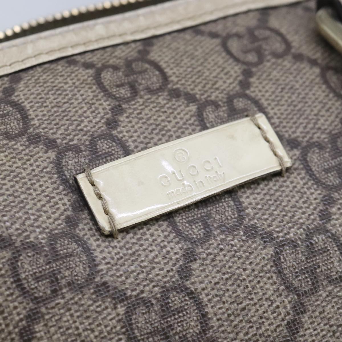 GUCCI GG Supreme Hand Bag PVC Leather Beige White Gold ar13008
