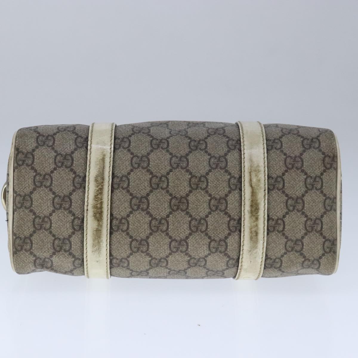 GUCCI GG Supreme Hand Bag PVC Leather Beige White Gold ar13008